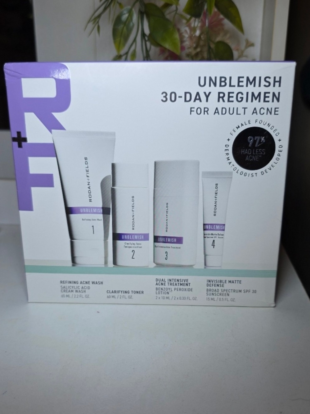 Rodan + Fields Unblemish 30-Day Regimen for Adult Acne — Purple & White